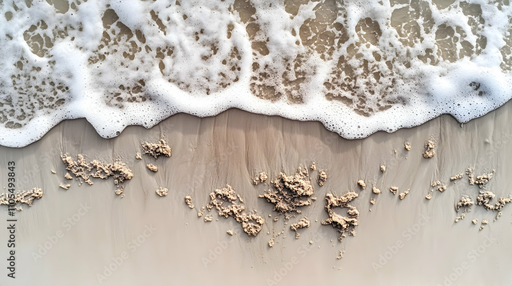 Aufkleber ocean wave gently lapping on sandy beach, creating textural patterns