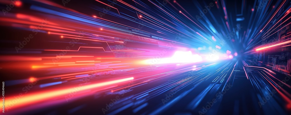 Poster futuristic tech background shows dynamic light effects, tech lines. abstract design evokes speed, di