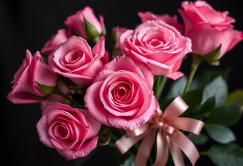 Beautiful Pink Roses Bouquet Romantic Flowers Love Gift