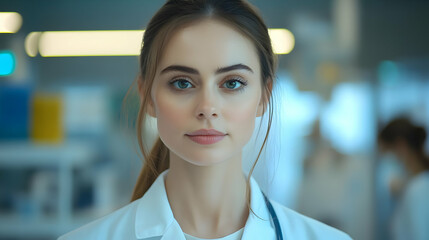 Obraz premium Realistic Portrait of a Female Doctor