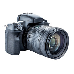 Fototapeta premium High resolution DSLR camera with lens on transparent background.