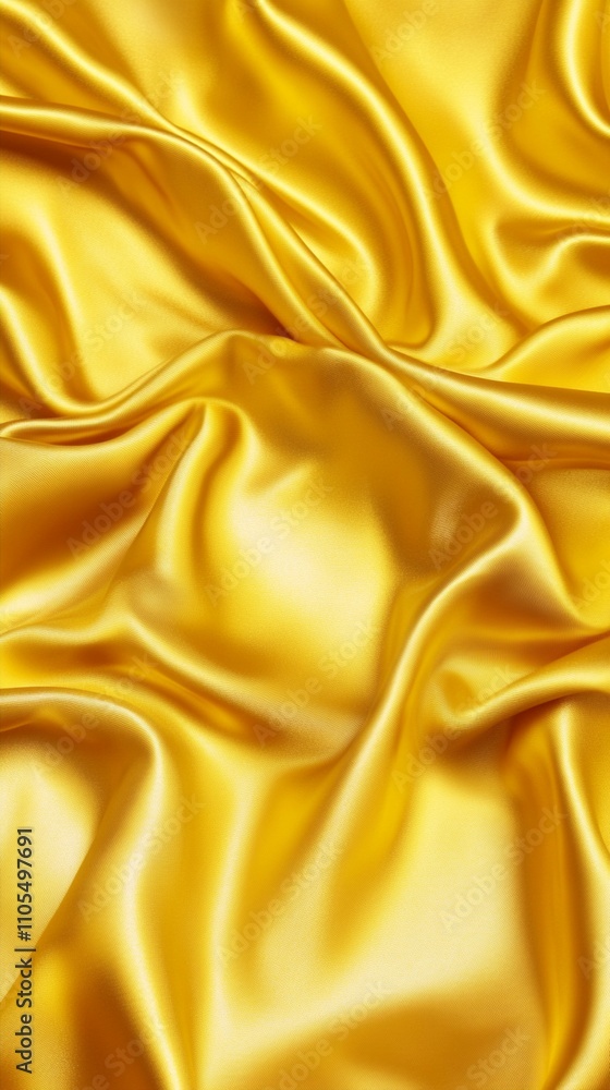 Poster luxurious golden silk fabric with soft folds and creases, creating a sumptuous texture and shimmerin