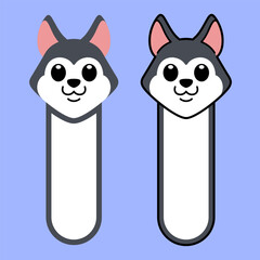 Fototapeta premium Vector Husky Bookmark Flat Design Illustration