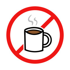 No Tea or Coffee Sign on White Background