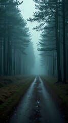 Fototapeta premium Road through the forest to the storm