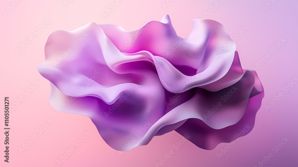 Poster a floating, abstract, purple shape with swirling patterns.