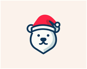 
Christmas Polar Bear Logo Design Icon Vector Illustration