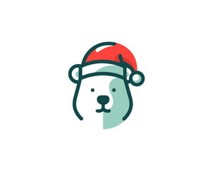 
Christmas Polar Bear Logo Design Icon Vector Illustration