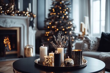 Elegant Christmas Candles Fireplace And Decor