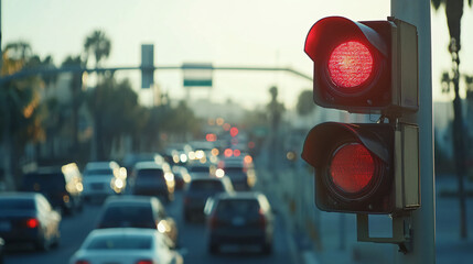A traffic enforcement camera capturing vehicles violating red light rules.