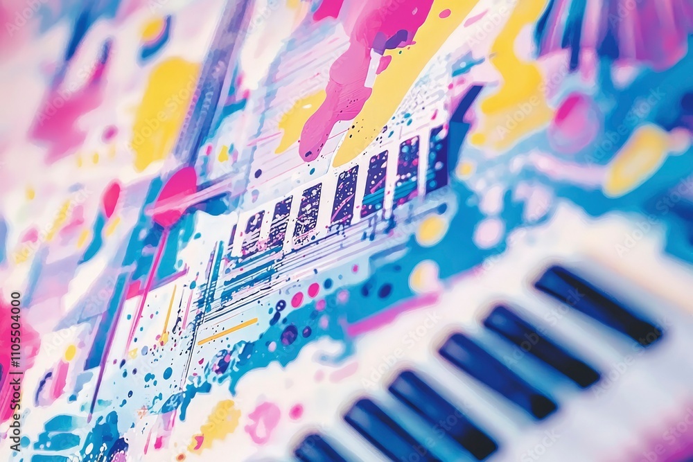Poster abstract keyboard art colorful splashes design