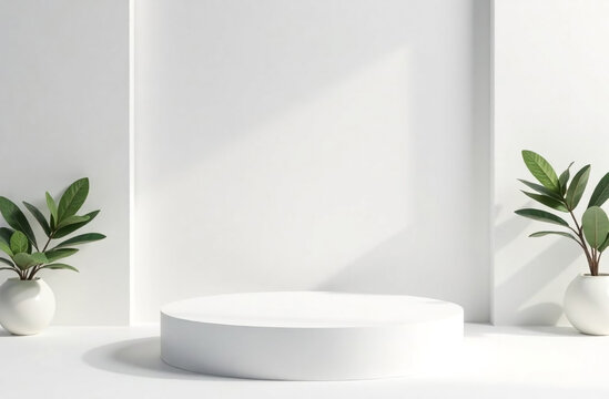 3D rendering of minimal geometric forms. Glossy luxury podium for product presentation in minimalistic interior.