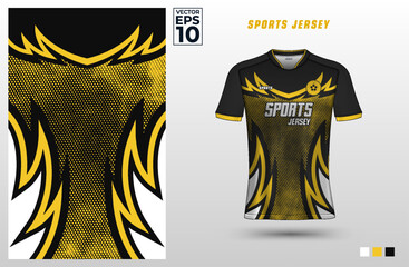 T-shirt sport jersey design template for gaming, e-sports, soccer, badminton, or volleyball. Sport uniform in front view. T shirt mockup for sport club. Vector Illustration
