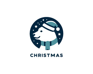 
Christmas Polar Bear Logo Design Icon Vector Illustration