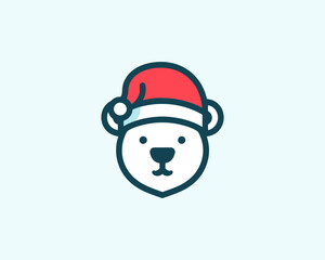
Christmas Polar Bear Logo Design Icon Vector Illustration