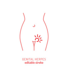 Genital herpes linear icon. Editable vector illustration