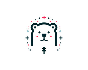 
Christmas Polar Bear Logo Design Icon Vector Illustration