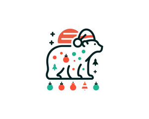 
Christmas Polar Bear Logo Design Icon Vector Illustration