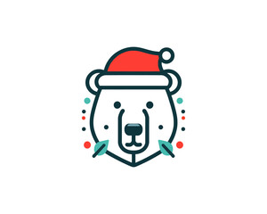 
Christmas Polar Bear Logo Design Icon Vector Illustration