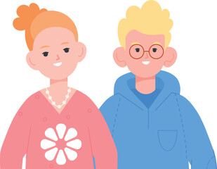 Obraz premium Kids portrait icon. Cute brother and sister together