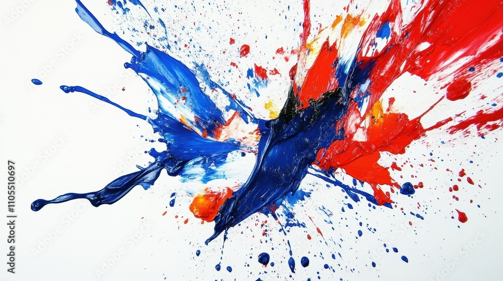 Aufkleber colorful paint splashing on white canvas creating abstract design