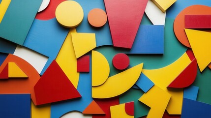 Fototapeta premium Colorful geometric shapes arranged creatively on a bright surface during the daytime