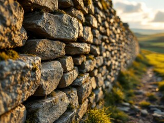 AI-generated image: A weathered dry stone wall.