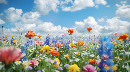 Obraz premium Vibrant Wildflower Meadow 3D Illustration