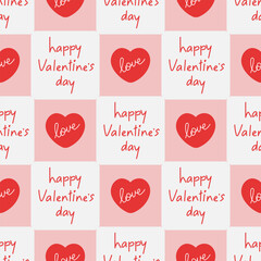 Cute seamless pattern happy valentine's day with hearts. Vector background. Valentines day and love