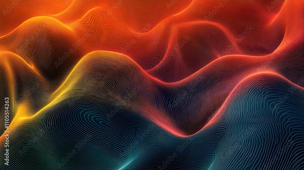 Poster abstract wavy lines gradient color design