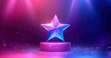 Obraz premium A Glittering Star Award on a Purple Pedestal