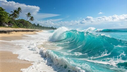 Summer Beach Wave Banner for Tropical Resort Party and Travel Holiday Festival in June, July, and August