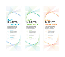 Set of business banner design templates in modern, abstract pattern style for seminar, conference, workshop, event and presentations. Layout design template for banner, flyer, brochure, panel etc.