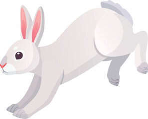 Running jackrabbit. Cheerful jumping hare cartoon character