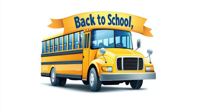 yellow school bus with back to school banner clip art preview