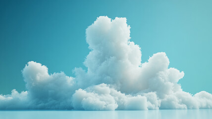 Fluffy clouds against a clear blue sky create a serene and tranquil atmosphere