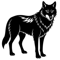 Vector artwork of a grey wolf, a fierce carnivorous wild animal, perfect for nature, wildlife, and predator-themed designs.