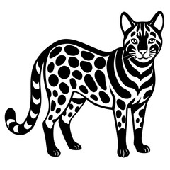 High-quality vector artwork of an ocelot, showcasing its natural beauty as a carnivorous wild animal, perfect for nature, wildlife, and digital design projects