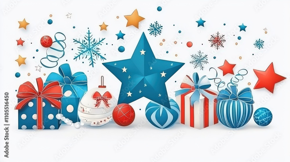 Poster flat vector of multiple rounded stars in vibrant colors and a clean layout, isolated on a white back