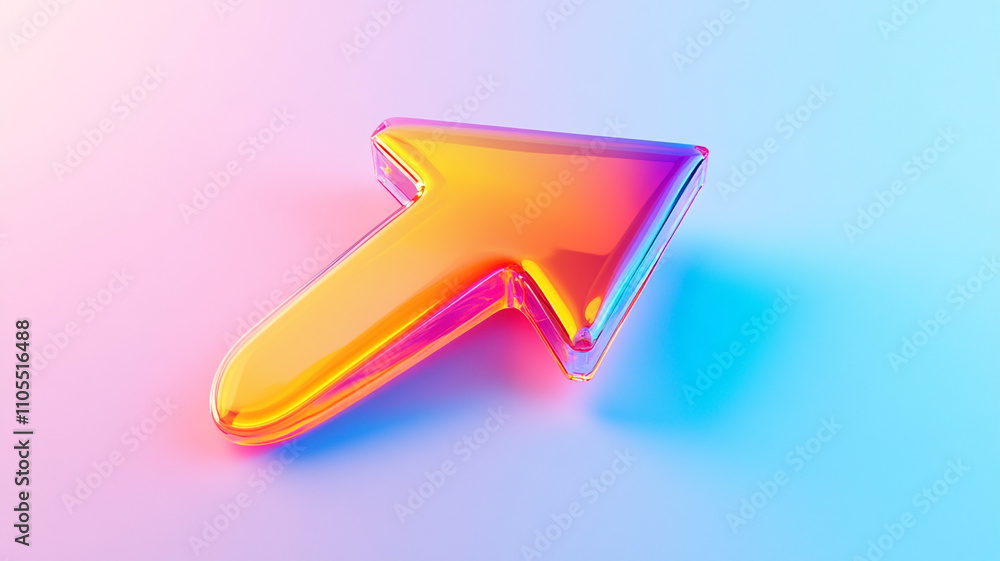 Poster vibrant 3d arrow icon in gradient colors on abstract background