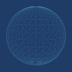 Abstract vector sphere. Futuristic technology wireframe mesh polygonal element. Connection Structure. Geometric Modern Technology Concept. Digital Data Visualization.
