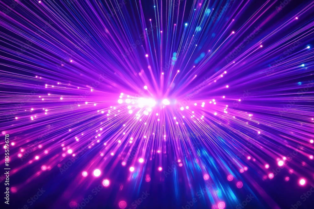 Poster abstract vibrant fiber optic lines create dynamic tech pattern. colorful light rays explode outwards