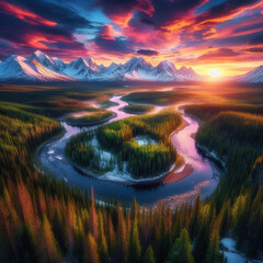 sunset in the mountains