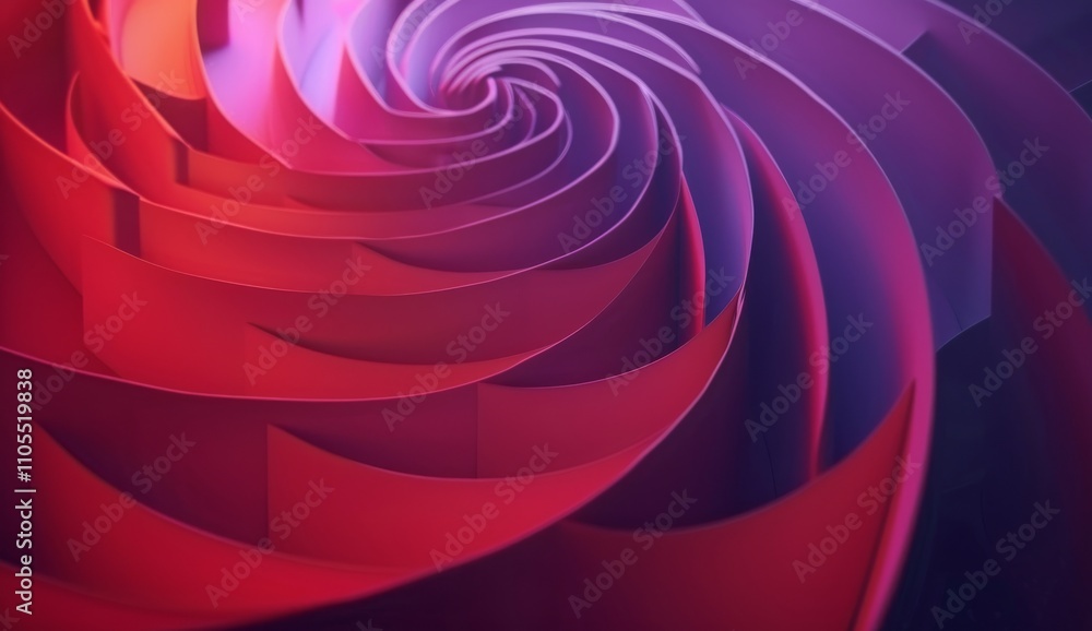 Poster abstract background with gradient colors, purple and red, 3d render, simple shapes, smooth curves