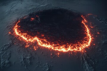 Aerial View Of A Volcanic Eruption With Lava Flowing