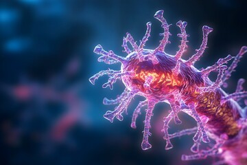 A visually striking and highly detailed microscopic image showcasing the intricate vibrant and colorful structures of paramecia  This scientific a rendering style