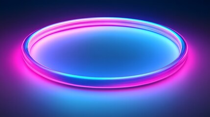 Obraz premium Neon Circle Abstract Glowing Light Design
