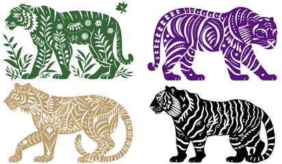 Obraz premium illustrations of tigers in hindu style