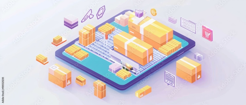 Poster digital inventory monitoring by warehouse manager in tech-driven environment