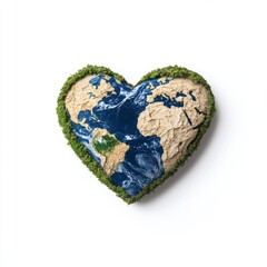 Global environmental action heart-shaped earth visual art nature close-up sustainability concept...